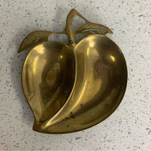 Other - Vintage Brass Peach-Shaped Divided Dish